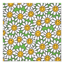 Smiley-Gänseblümchen-Blumen-Muster Photo Drucke