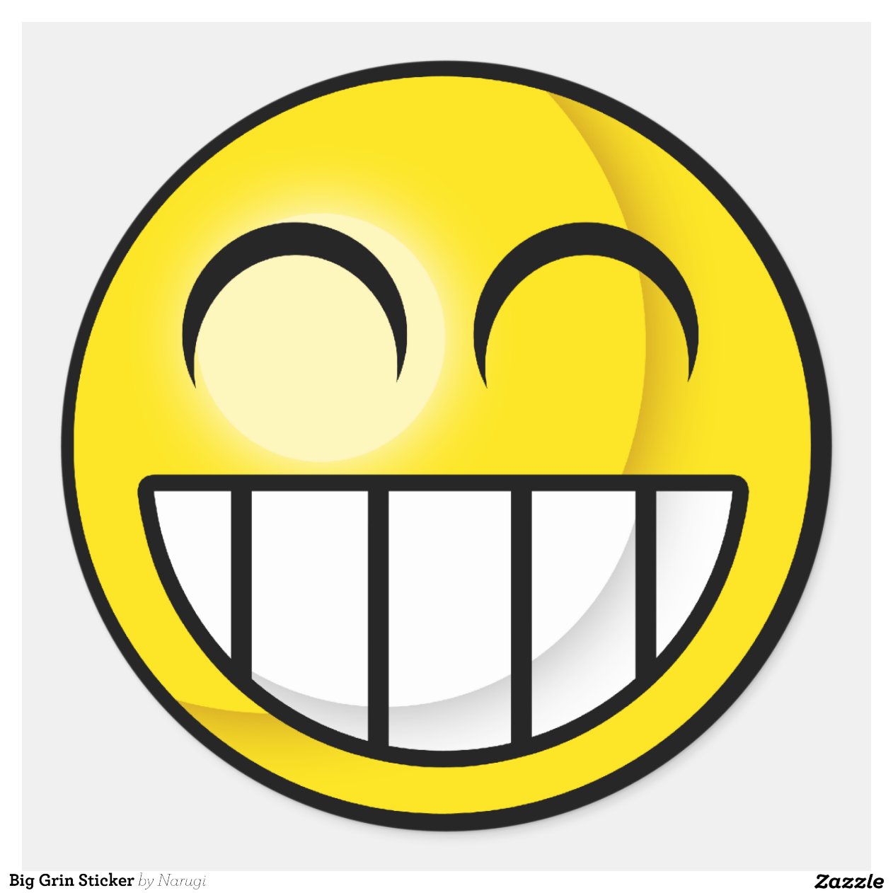 Smileygroßer GrinsenAufkleber Runder Aufkleber Zazzle