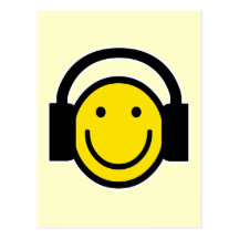 Smiley-Kopfhörer Postkarte