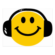 Smiley mit Kopfhörern Postkarte