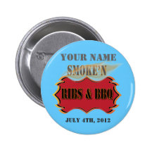 smoke'n Rippen und Grillen Anstecknadelbutton