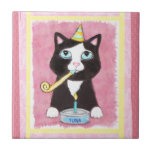 Smokings-Geburtstags-Katze CeramicTile/Trivet Keramikfliese