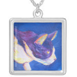 Smokings-Katzen-Malerei-Silber-Halskette