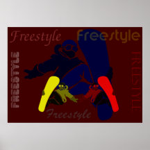 Snowboard-Freistil-Plakat-Rot-Hintergrund