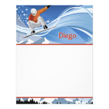 Snowboarder-Briefpapier Ankündigungskarten