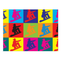 Snowboarding-Pop-Kunst Postkarte