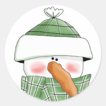 Snowman im grünen Umschlag Aufkleber