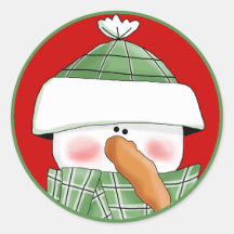 Snowman im grünen Umschlag Aufkleber