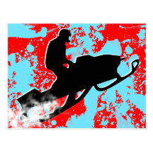 Snowmobile. Pulverspur Postkarte