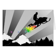 Snowmobile. Regenbogen Karte