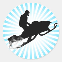 snowmobiling Pulverspur Runde Sticker