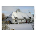 Snowy Thatched Hütten-leere Gruß-Karte