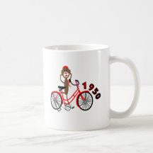 Socken-Affe% Fünfzigerjahre Fahrrad-Zeichnen--Einz Kaffeehaferl