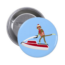 Socken-Affe Jetski Anstecknadelbutton