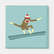 Socken-Affe-Snowboarder Magnete