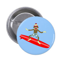 Socken-Affe-Surfer Anstecknadelbuttons
