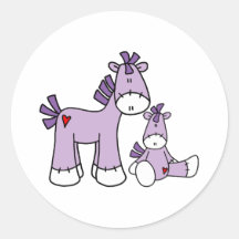 Socken-Pony-Rosa Runde Aufkleber