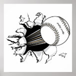 Softball, der durch Grafik des schnellen Balls zer Posterdrucke
