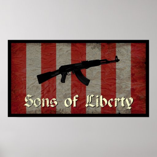 Söhne der Freiheits-Flagge mit AK 47 Plakat
