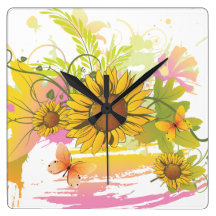 Sommer-BlumenWanduhr 1A