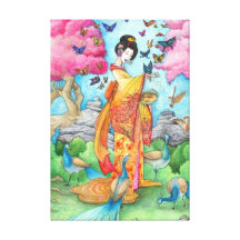 "Sommer Maiko" Geisha eingewickelte Leinwand-Kunst Gespannter Galerie Druck