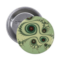 Sonderbares Fraktal Design-- rote und grüne Spiral Anstecknadel