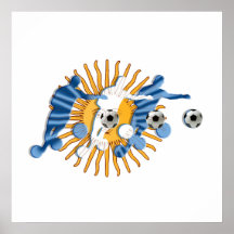 Sonneflaggengeschenke der Fußballspieler argentini Posterdruck