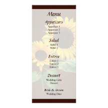 Sonnenblume-Liebe-Wedding Menü Bedruckte Werbekarten