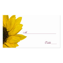 Sonnenblume-Wein und gelbe Hochzeits-Platzkarten Visitenkartenvorlage