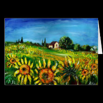 SONNENBLUMEN UND LANDSCHAFT IN TOSKANA karten