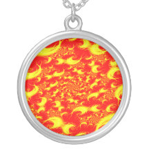 Sonneneruptionen: Rotes gelbes gewundenes Fraktal Selbst Gestalteter Schmuck