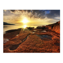 Sonnenuntergang an der Flitterwochen-Bucht, Tasman Postkarten