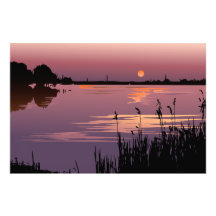 Sonnenuntergang auf dem See-Foto-Druck