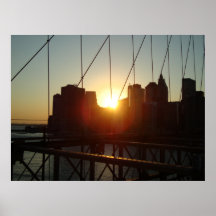 Sonnenuntergang auf der Brooklyn-Brücke Plakatdruck