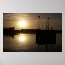 SONNENUNTERGANG in Cardiff-Bucht Poster