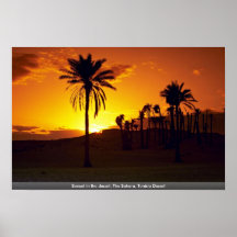 Sonnenuntergang in der Wüste, Wüste des Saharas, T Plakat