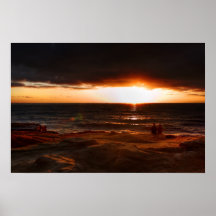 Sonnenuntergang-Klippen Posterdruck