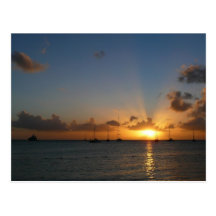 Sonnenuntergang mit Segelboot-Postkarte