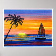 Sonnenuntergang-Segel Poster