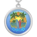 Sonnenuntergang und Surfbretter Amulett