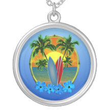Sonnenuntergang und Surfbretter Amulett