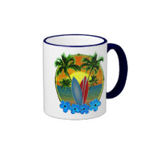 Sonnenuntergang und Surfbretter Kaffee Tassen