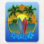 Sonnenuntergang und Surfbretter Mousepads