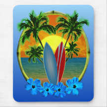 Sonnenuntergang und Surfbretter Mousepads