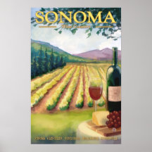 Sonoma, Kalifornien-Wein-Land-Reise-Plakat