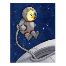 Spacewalk Chickie Postkarte