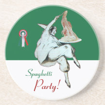 SPAGHETTI-PARTY, ITALIENISCHE KÜCHE, rotes grünes  Bierdeckel