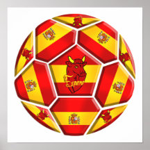 Spanien-Fußball La Furia Roja Toro Flaggen Posterdruck