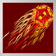 Spanischer Feuerkugelfußball futbol Liebhaber-Fußb Plakat