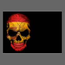 Spanish Flag Skull on Black visitenkarten